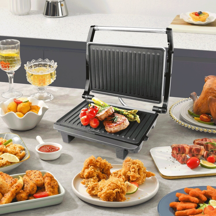 Aigostar - Contactgrill 1000W/230V zwart/mat chroom