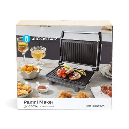 Aigostar - Contactgrill 1000W/230V zwart/mat chroom