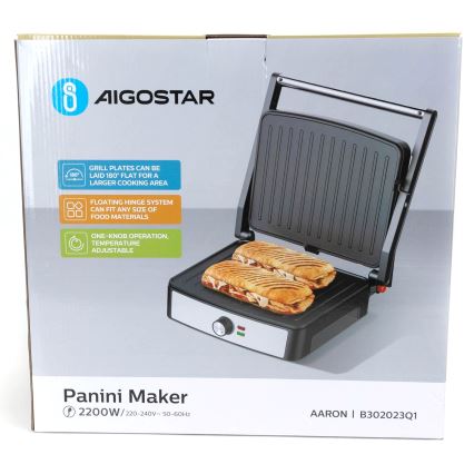 Aigostar - Contactgrill 2200W/230V zwart/roestvrij staal