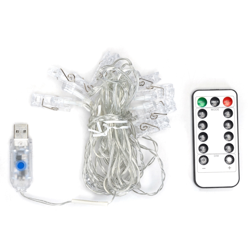 Aigostar - decoratieve LED-lichtsnoer 10xLED/5W/USB 5 m warm wit