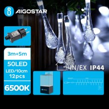 Aigostar - Decoratieve LED Lichtsnoer voor buiten 50xLED/8 Functies 8m IP44 koud wit