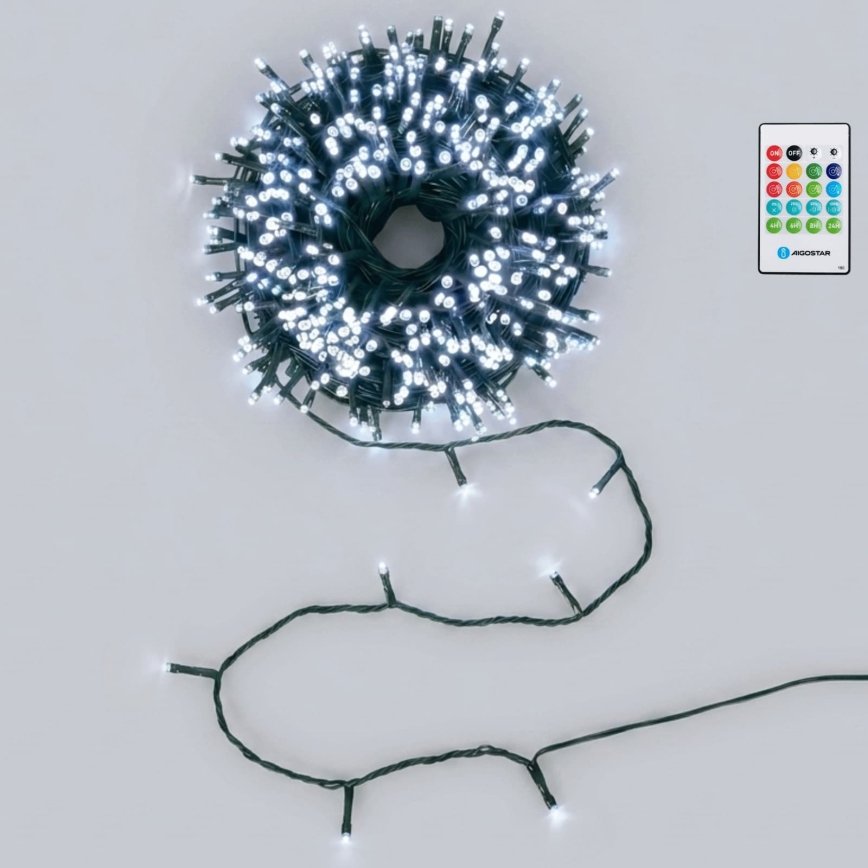 Aigostar - LED dimbare buiten kerstverlichting met bewegingssensor 100xLED/3xAA 12m koel wit + afstandsbediening