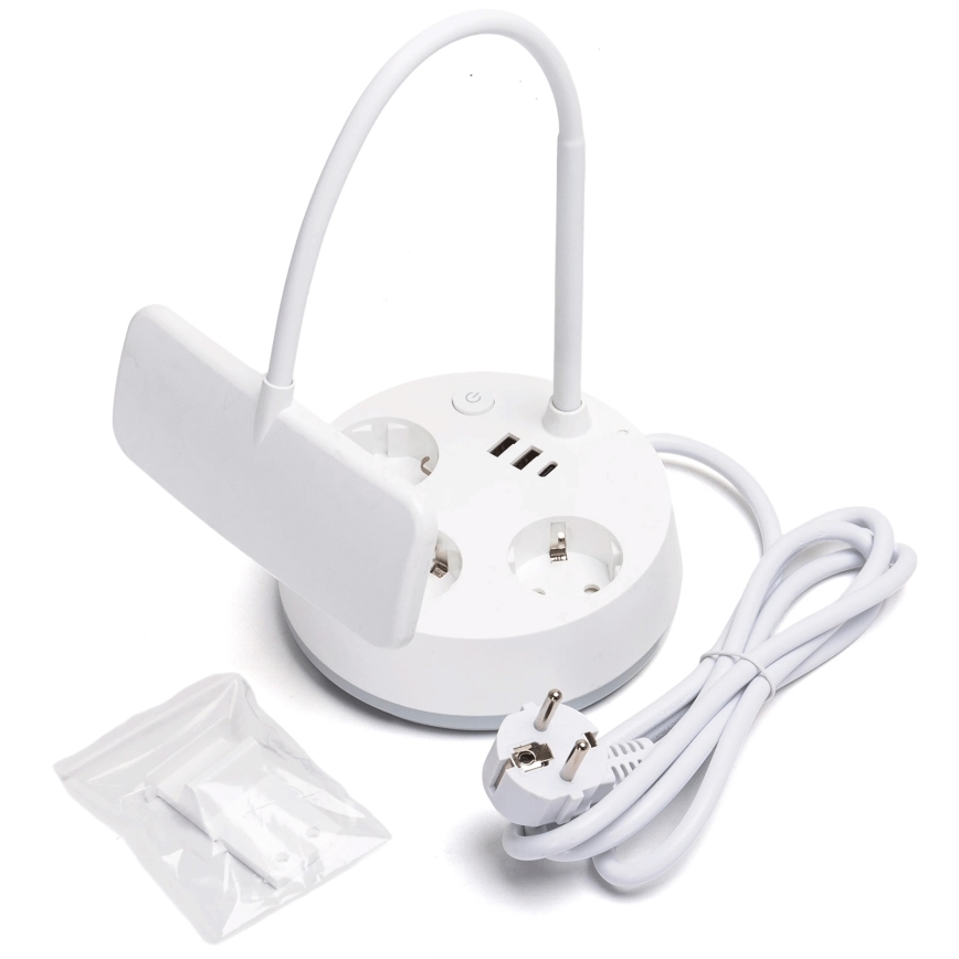 Aigostar - LED Dimbaar Bureau Lamp met Power Outlets en USB LED/4,6W/230V 3000/4000/6500K wit