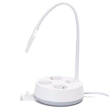 Aigostar - LED Dimbaar Bureau Lamp met Power Outlets en USB LED/4,6W/230V 3000/4000/6500K wit