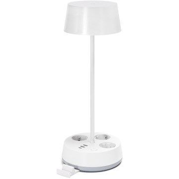 Aigostar - Dimbaar LED Bureau Lamp met Power Outlets en USB Port LED/4.6W/230V 3000/4000/6500K White