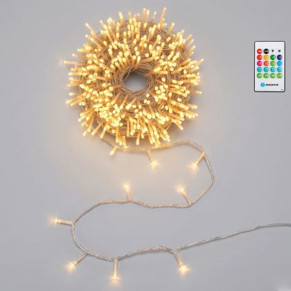 Aigostar - LED dimbare buiten kerstverlichting met bewegingssensor 100xLED/3xAA 12m warm wit + afstandsbediening