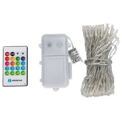 Aigostar - LED dimbare buiten kerstverlichting met bewegingssensor 100xLED/3xAA 12m warm wit + afstandsbediening
