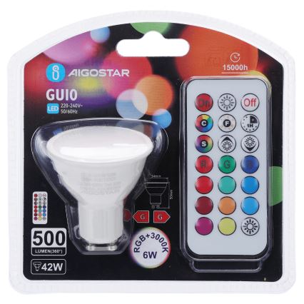 Aigostar - LED RGBW dimbare lamp GU10/6W/230V 3000K + afstandsbediening