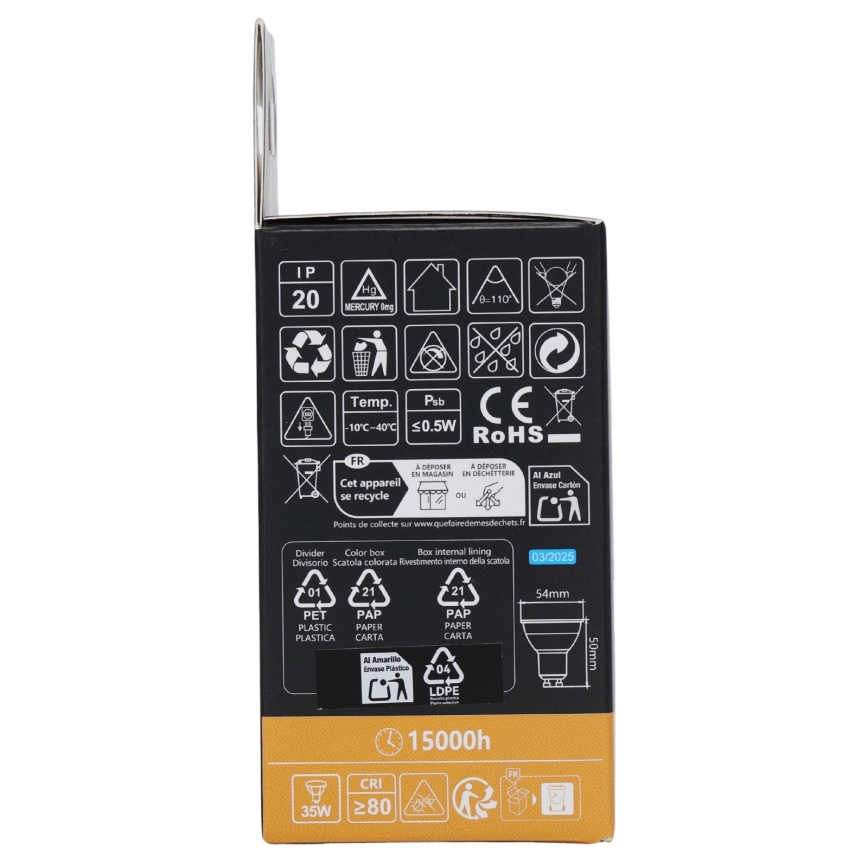 Aigostar - dimbare LED RGBW GU10-lamp, 4,8 W, 230 V, 3000 K + afstandsbediening