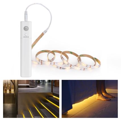 Aigostar - Dimbare LED Strip met Sensor 1m LED/2W/4xAAA 3000K IP65