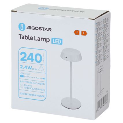Aigostar - dimbare LED-tafellamp AMBIENT LED/2,4W/5V 3000-6500K wit