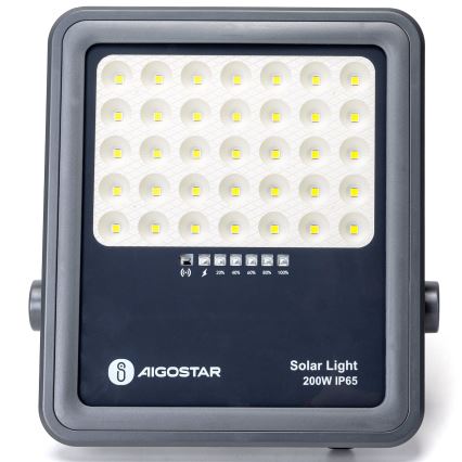 Aigostar - Dimbare zonne-LED schijnwerper LED/200W/3,4V IP65 15000 mAh + afstandsbediening