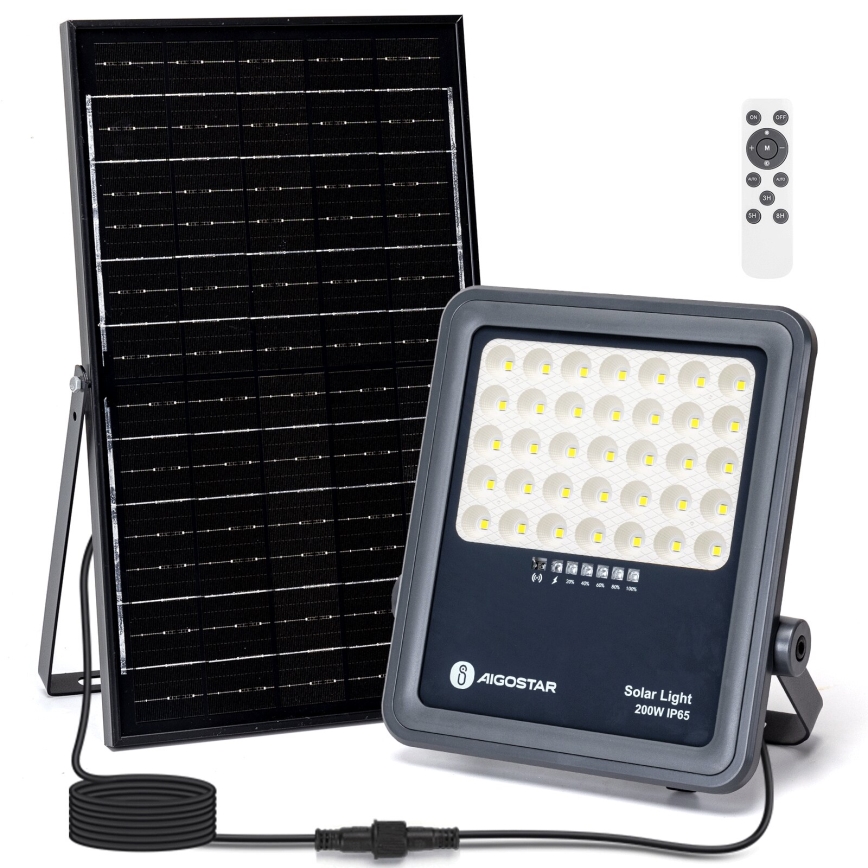 Aigostar - Dimbare zonne-LED schijnwerper LED/200W/3,4V IP65 15000 mAh + afstandsbediening