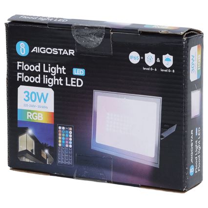 Aigostar - Dimbare RGB LED-schijnwerper LED/30W/230V IP65 + afstandsbediening