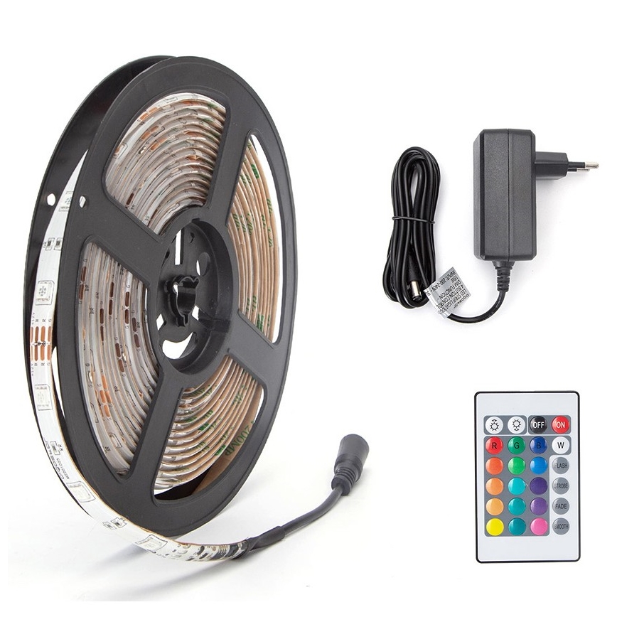Aigostar - Dimbare RGB LED-strip 5m LED/24W/12/230V IP65 + afstandsbediening