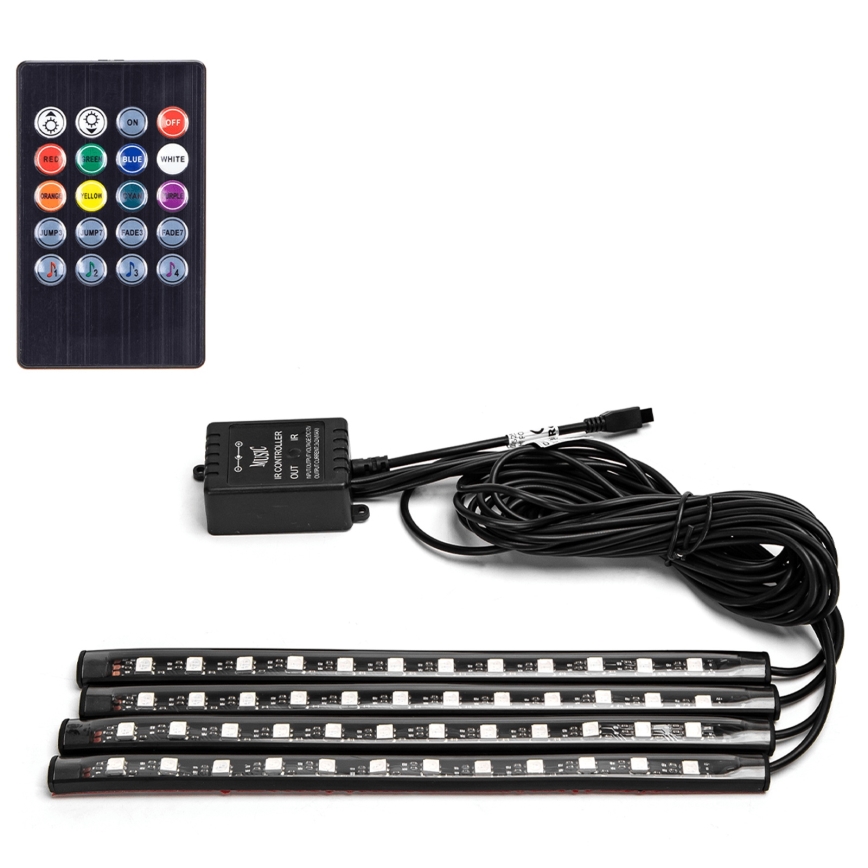 Aigostar - RGB dimbare LED-strips voor in de auto LED/4,5W/5V + afstandsbediening