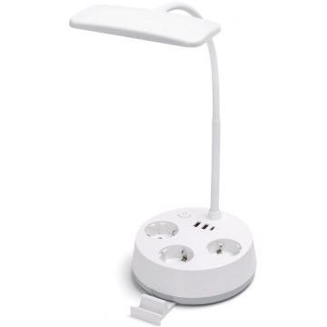 Aigostar - Dimbare tafel lamp met USB en stopcontacten LED/4,6W/230V 3000/4000/6500K wit