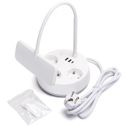Aigostar - Dimbare tafel lamp met USB en stopcontacten LED/4,6W/230V 3000/4000/6500K wit