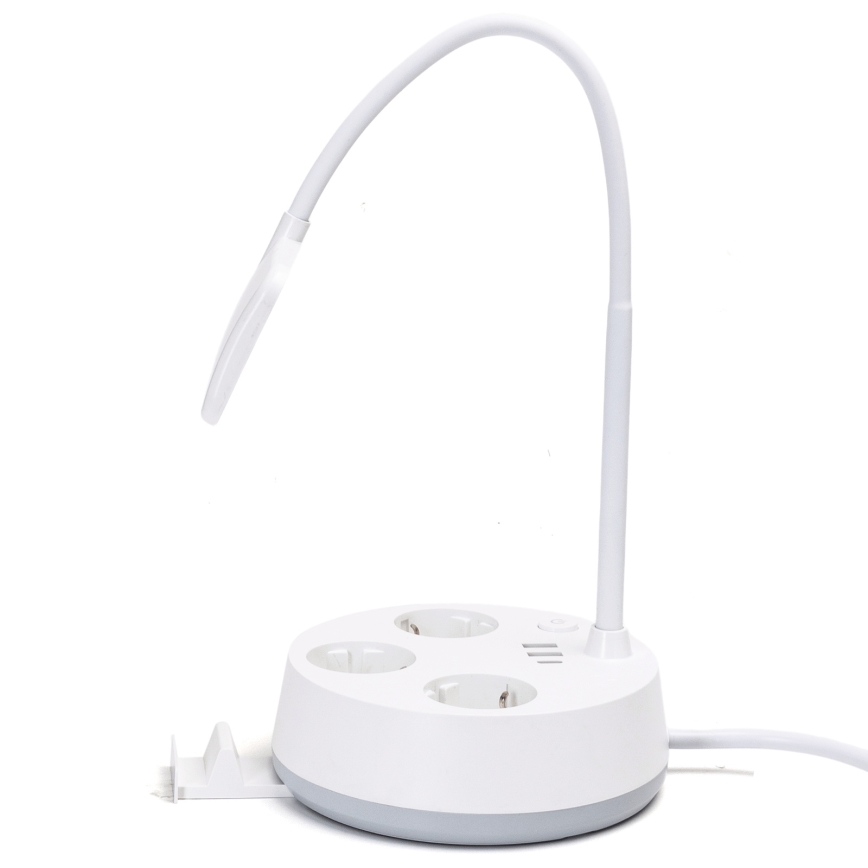Aigostar - Dimbare tafel lamp met USB en stopcontacten LED/4,6W/230V 3000/4000/6500K wit