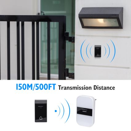 Aigostar - Draadloze deurbel voor stopcontact 230V/12V IP44 wit/zwart