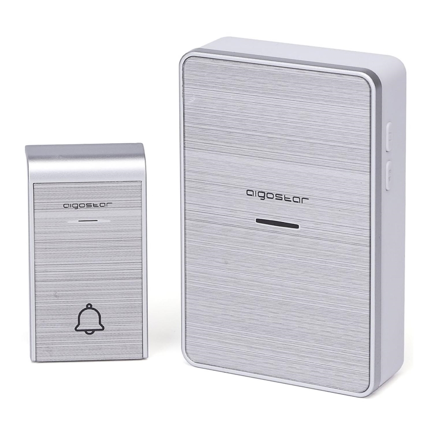 Aigostar - Draadloze deurbel 3xAA/12V IP44 zilver