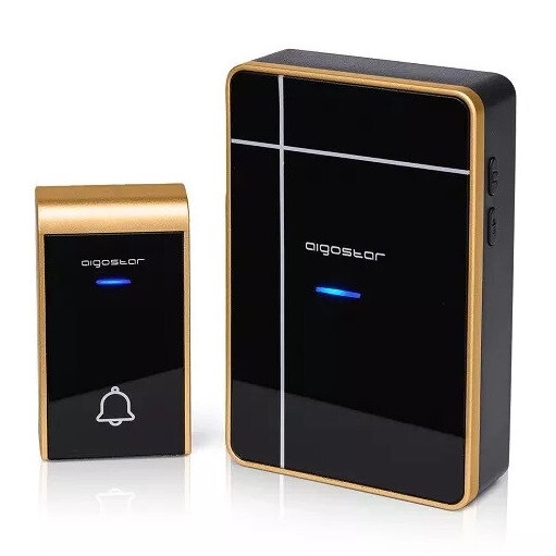 Aigostar - Draadloze deurbel 3xAA/12V IP44 zwart/koper