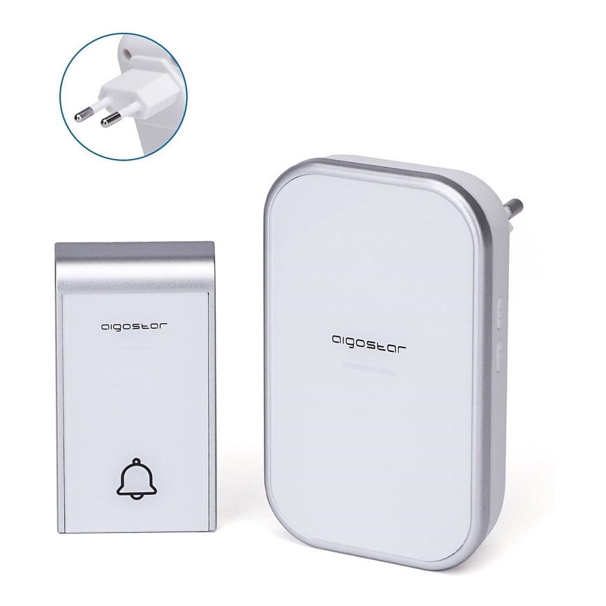 Aigostar - Draadloze deurbel met stekker 230V/12V IP44 wit
