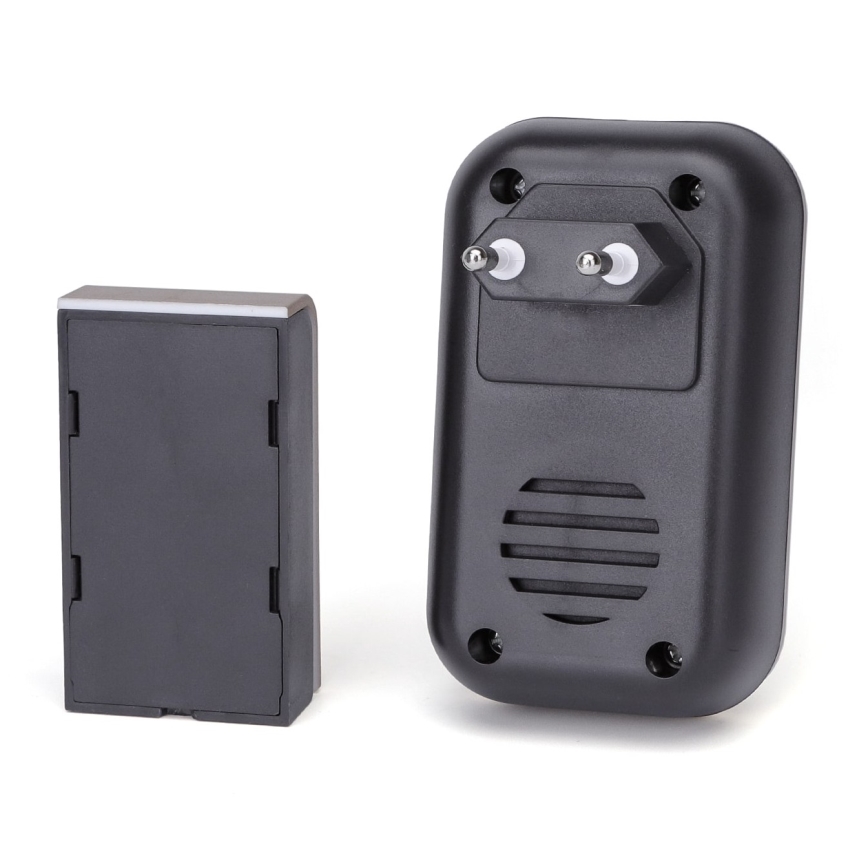 Aigostar - Draadloze deurbel met stekker 230V/12V IP44 zwart