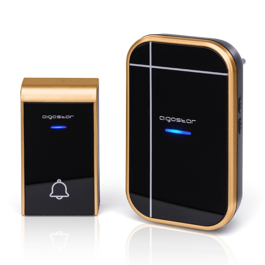 Aigostar - Draadloze deurbel met stekker 230V/12V IP44 zwart