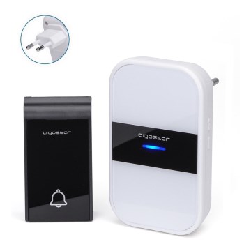 Aigostar - Draadloze deurbel voor stopcontact 230V/12V IP44 wit/zwart