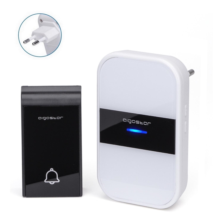 Aigostar - Draadloze deurbel voor stopcontact 230V/12V IP44 wit/zwart