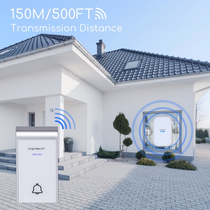 Aigostar - Draadloze deurbel voor stopcontact 230V/12V IP44 wit