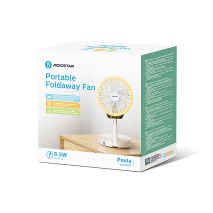 Aigostar - Draadloze Opvouwbare LED Ventilator met USB Poort 6,5W/5V