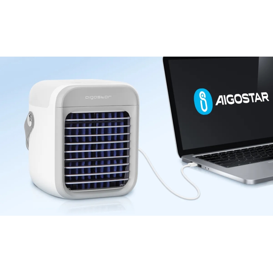 Aigostar - Draagbaar air cooler 8W/5V wit