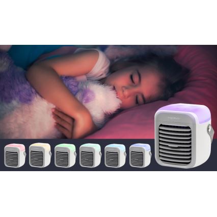 Aigostar - Draagbare LED Lucht Koeler 3in1 LED/8W/5V wit/grijs