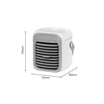 Aigostar - Draagbare LED Lucht Koeler 3in1 LED/8W/5V wit/grijs