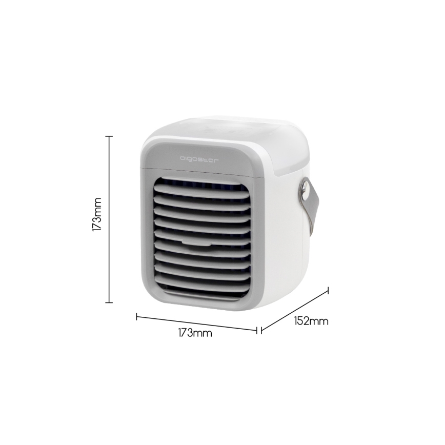 Aigostar - Draagbare LED Lucht Koeler 3in1 LED/8W/5V wit/grijs