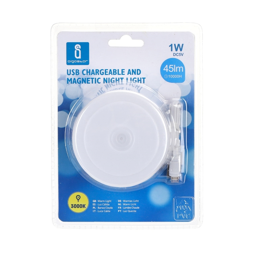 Aigostar - Draagbare LED Nachtlamp LED/1W/5V 3000K + USB