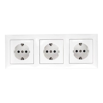 Aigostar - Drievoudige wandcontactdoos met SCHUKO-afdekkader 230V wit