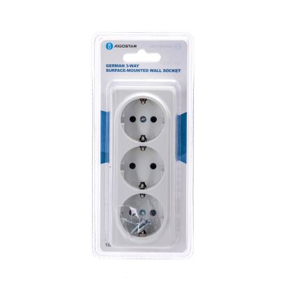 Aigostar - Drievoudige wandcontactdoos SCHUKO 250V wit