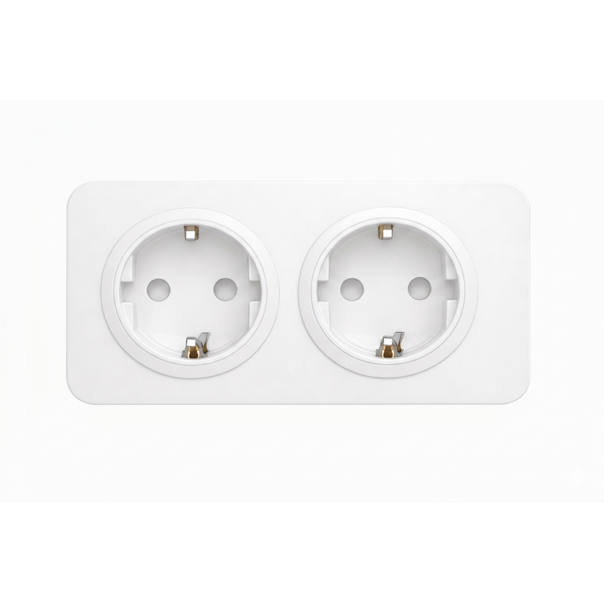 Aigostar - Dubbel SCHUKO-stopcontact met afdekraam, 250 V/16 A, wit