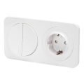 Aigostar - Dubbele schakelaar nr. 5 en SCHUKO-stopcontact 230V met afdekraam, wit