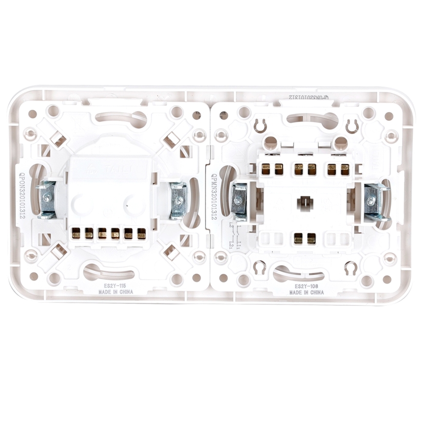 Aigostar - Dubbele schakelaar nr. 5 en SCHUKO-stopcontact 230V met afdekraam, wit