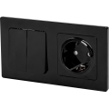 Aigostar - Dubbele schakelaar nr. 5 en SCHUKO-stopcontact 230V met zwart frame