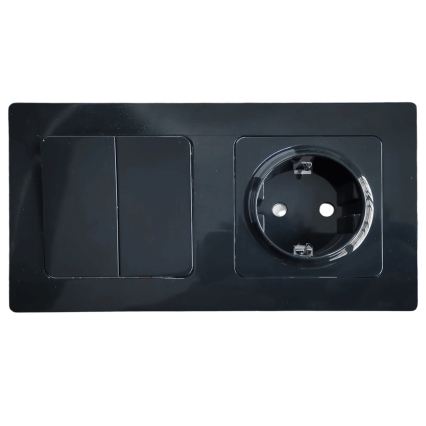 Aigostar - Dubbele schakelaar nr. 5 en SCHUKO-stopcontact 230V met zwart frame