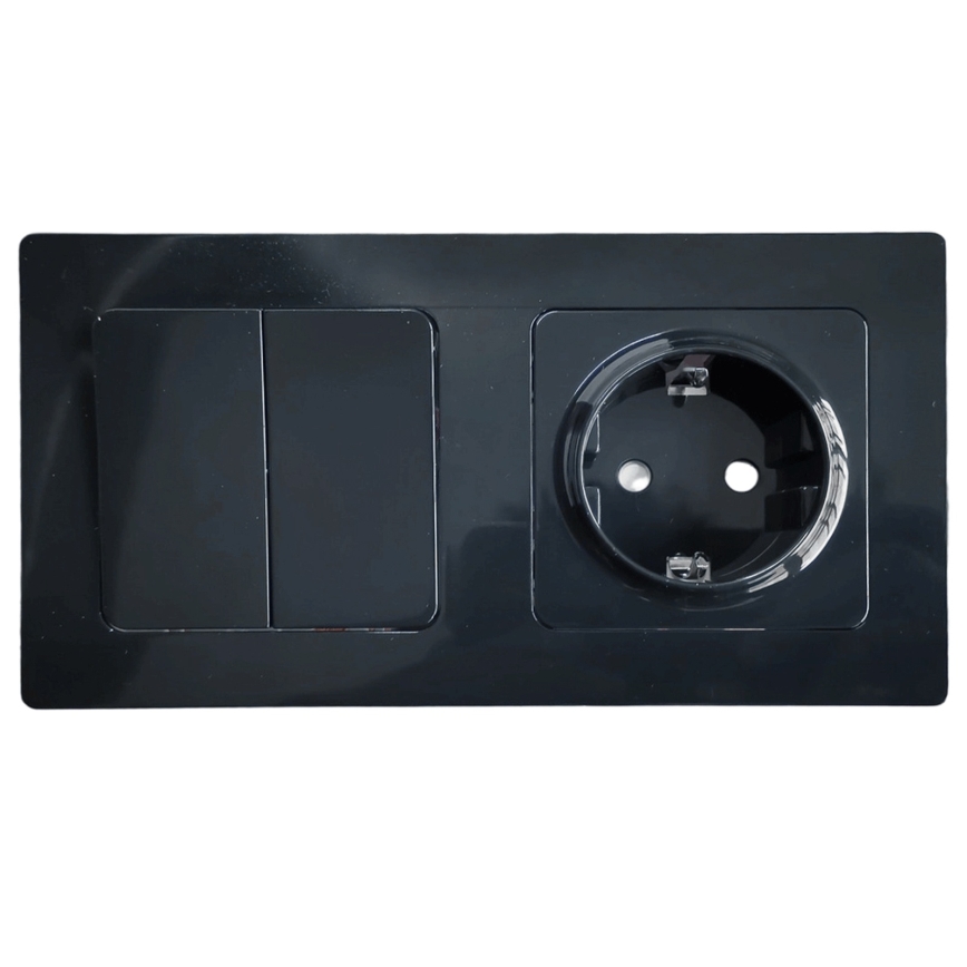 Aigostar - Dubbele schakelaar nr. 5 en SCHUKO-stopcontact 230V met zwart frame