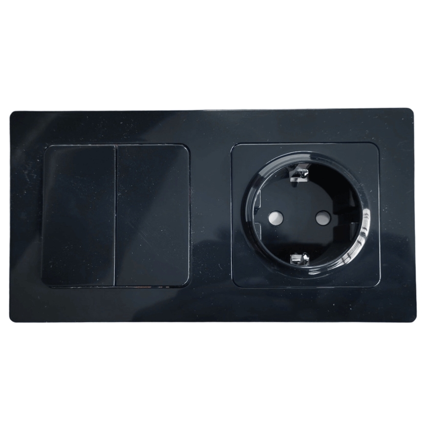 Aigostar - Dubbele schakelaar nr. 6 en SCHUKO-stopcontact 230V met zwart frame