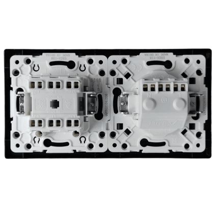 Aigostar - Dubbele schakelaar nr. 6 en SCHUKO-stopcontact 230V met zwart frame