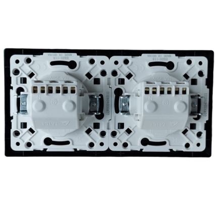 Aigostar - Dubbele SCHUKO-wandcontactdoos met frame, 230V/16A, zwart