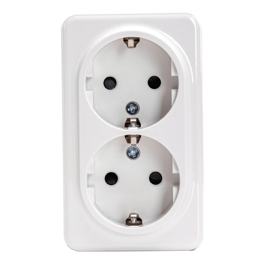 Aigostar - Dubbele wandcontactdoos SCHUKO 250V wit